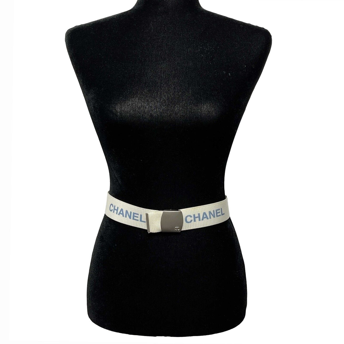 CHANEL -   99S 1999 Logo Adjustable Nylon Web - White - XS/S - Belt
