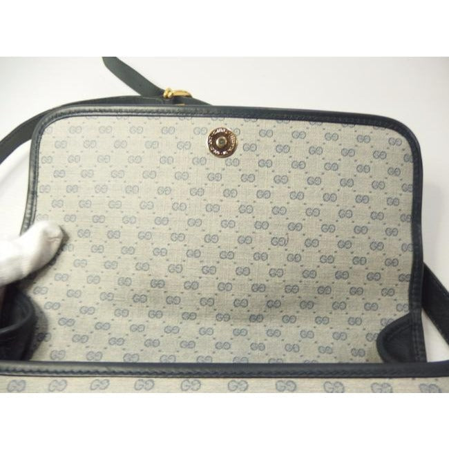 Gucci   Blue And Gg Leather Cross Body Bag