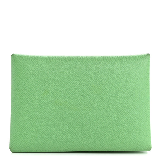 Hermes Epsom Calvi Duo Card Case Vert Comics