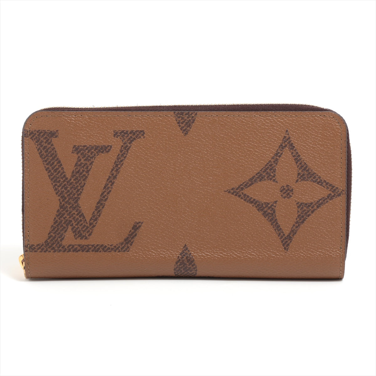 Louis Vuitton Giant Monogram Reversee Zippy Wallet M69353 Camel X Black Round Zipper Wallet