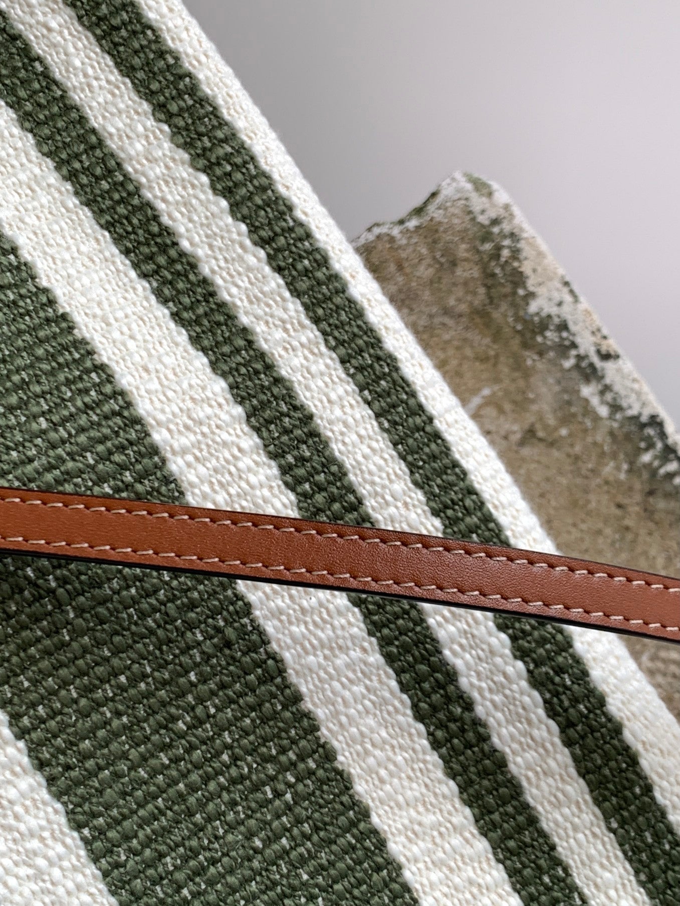 Top Quality Striped Small Triomphe Cabas Thais Nature Green For Women 11.4in/29cm