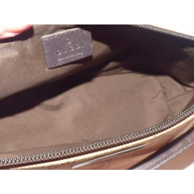Gucci   Rusty Orange Large G Logo Print Canvas Brown Leather And Hobo Bag