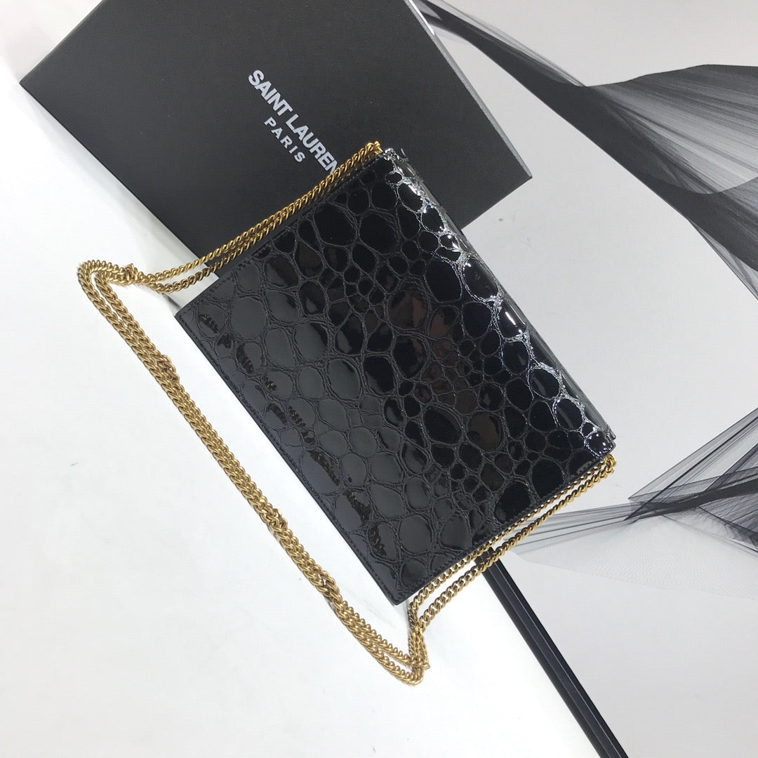 YSSL Cassandra Small Crossbody Bag With Stone Print Black For Women 7in/19cm YSL