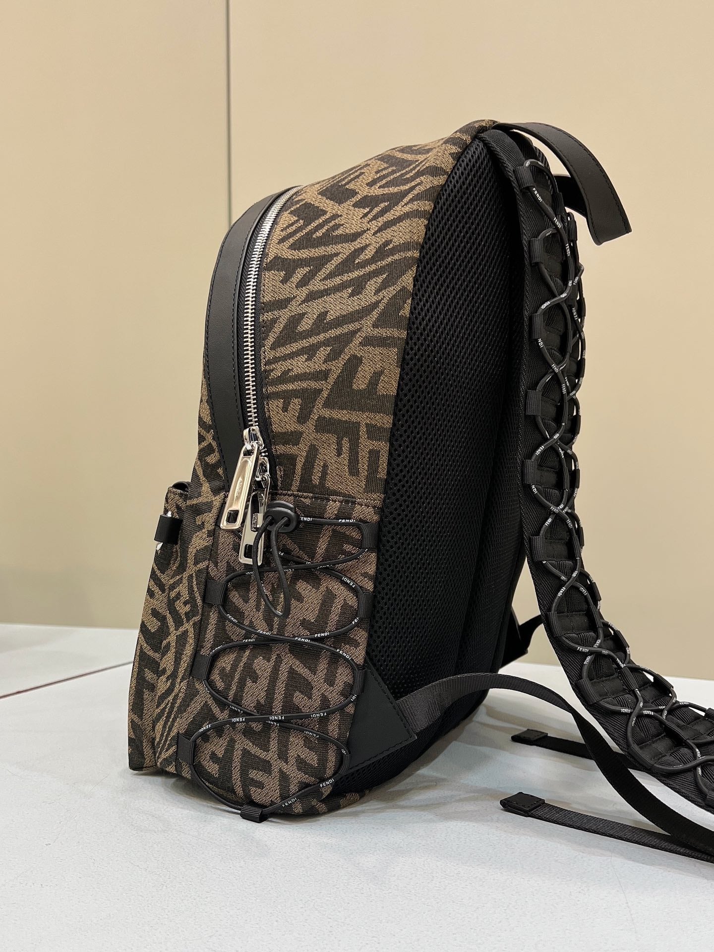 Top QualityTop Quality Backpack In Brown FF Vertigo Fabric Bag For Woman 30cm/12in