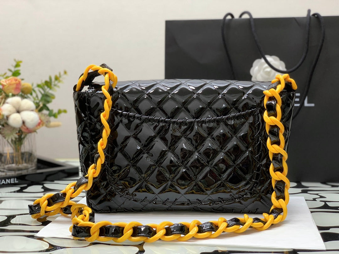 CHLVinyl Classic Black and Yellow Shoulder bag For Women 29cm/11.5in