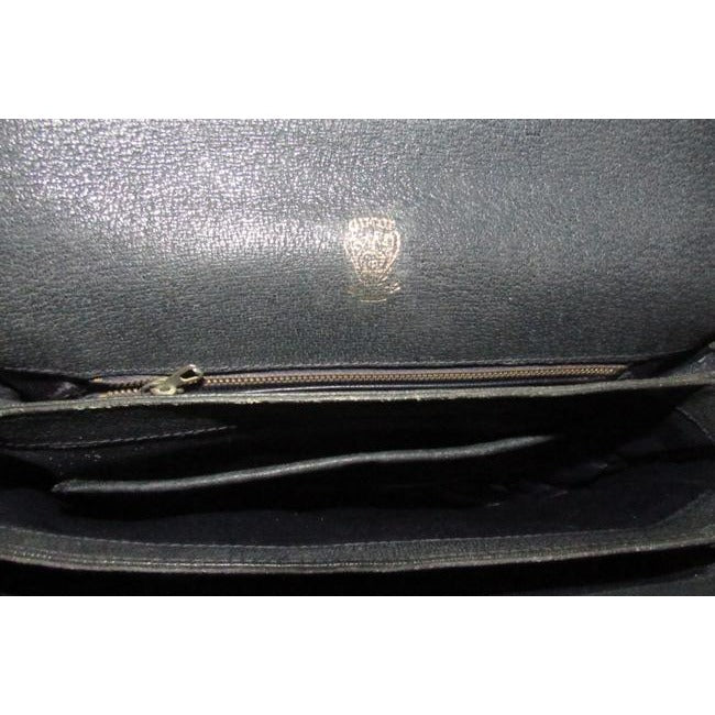 Gucci   Navy Blue Leather And Gold Hardware Shoulder Bag