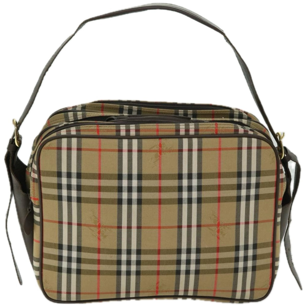 BURBERRYSs Nova Check Shoulder Bag Canvas Beige Auth ep3489