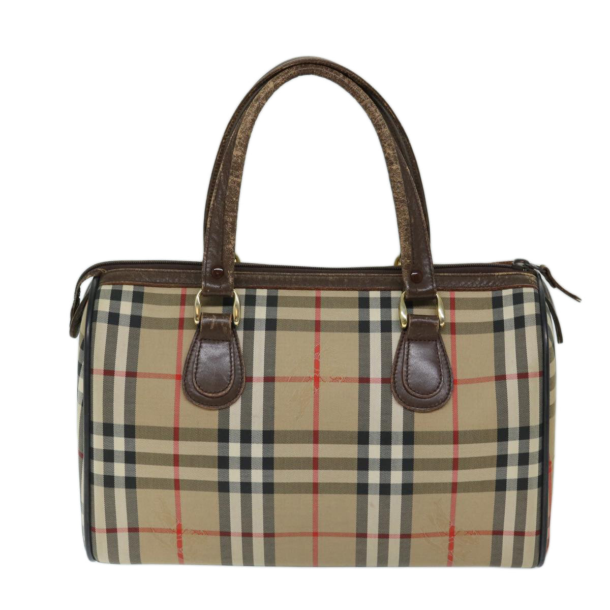 BURBERRYSs Nova Check Hand Bag Canvas Beige Auth ep3738