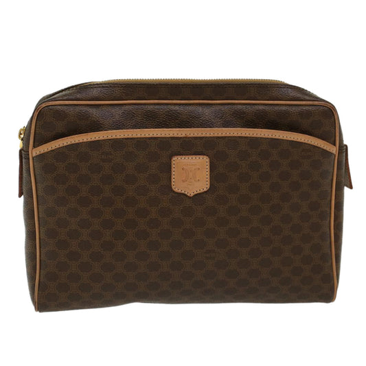 Luxury CELINE Macadam Canvas Clutch Bag PVC Leather Brown  ep963