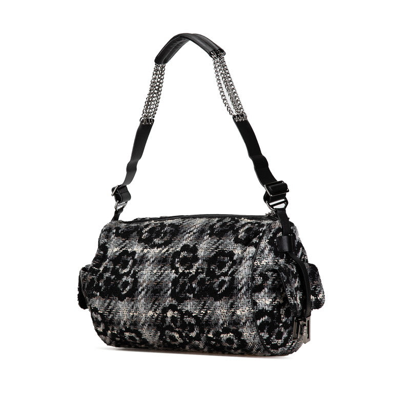 Chanel Camellia Tweed Leather Shoulder Bag