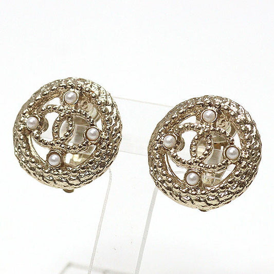 CHANEL Earring metal Light gold COCO Mark