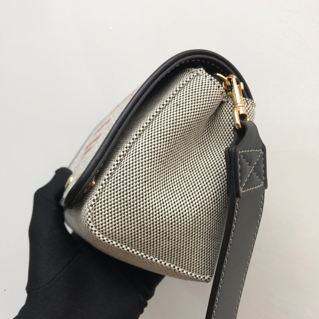 Top Quality Horseferry Print Cotton Canvas Small Crossbody Bag For Women, Bags 7.1in/18cm