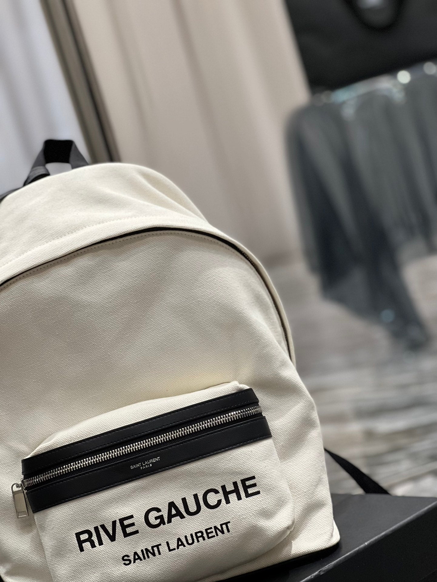 Top Quality City Backpack In Canvas Unisex For Women 13.8in/35cm White YSL