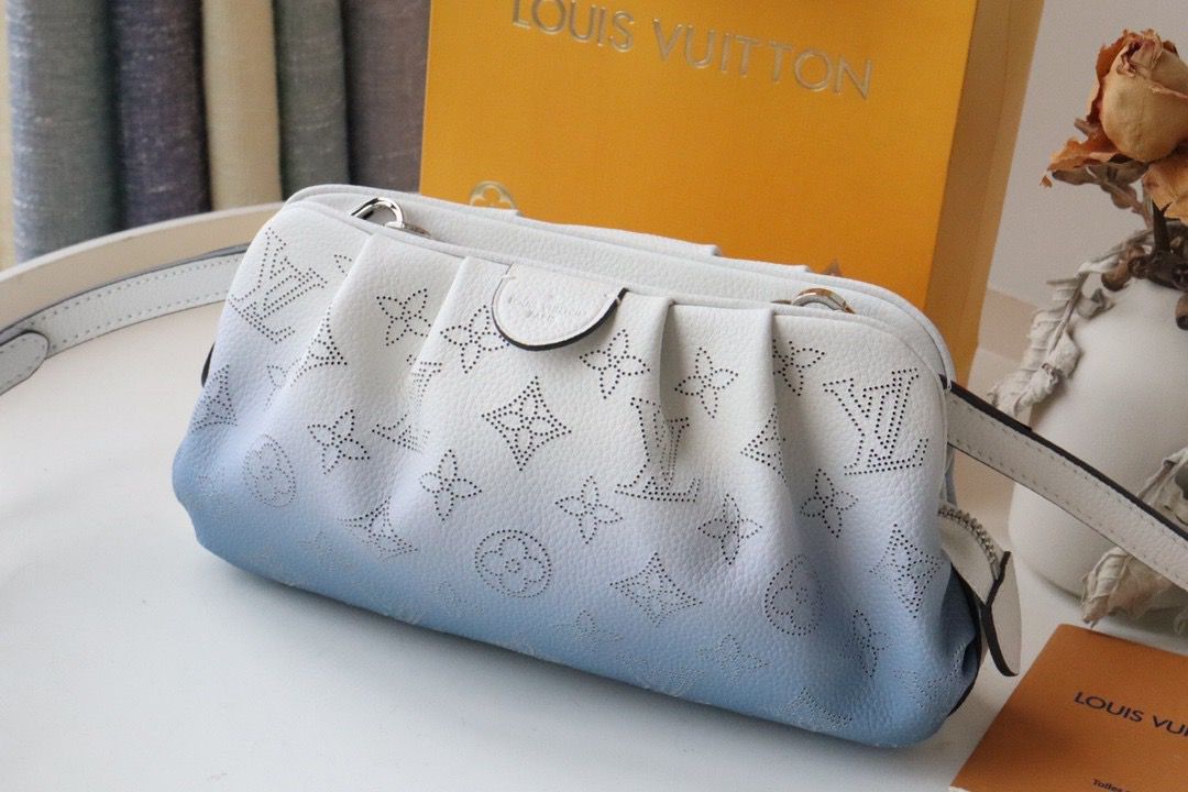 Top Quality Scala Mini Pouch Mahina GraTop Qualityent Blue For Women, Womens Bags, Shoulder And Crossbody Bags 9.1in/23cm Top Quality M80497