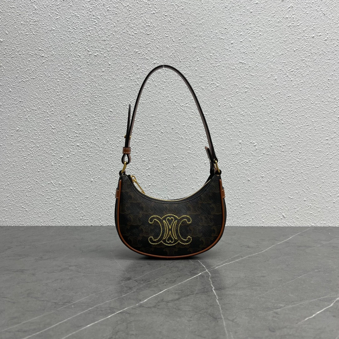 Top Quality Triope Heart Embroidered Mini ATop Qualitya – Triope Canvas Brown For Women 6.4in/16cm 10I602EB1.04LU