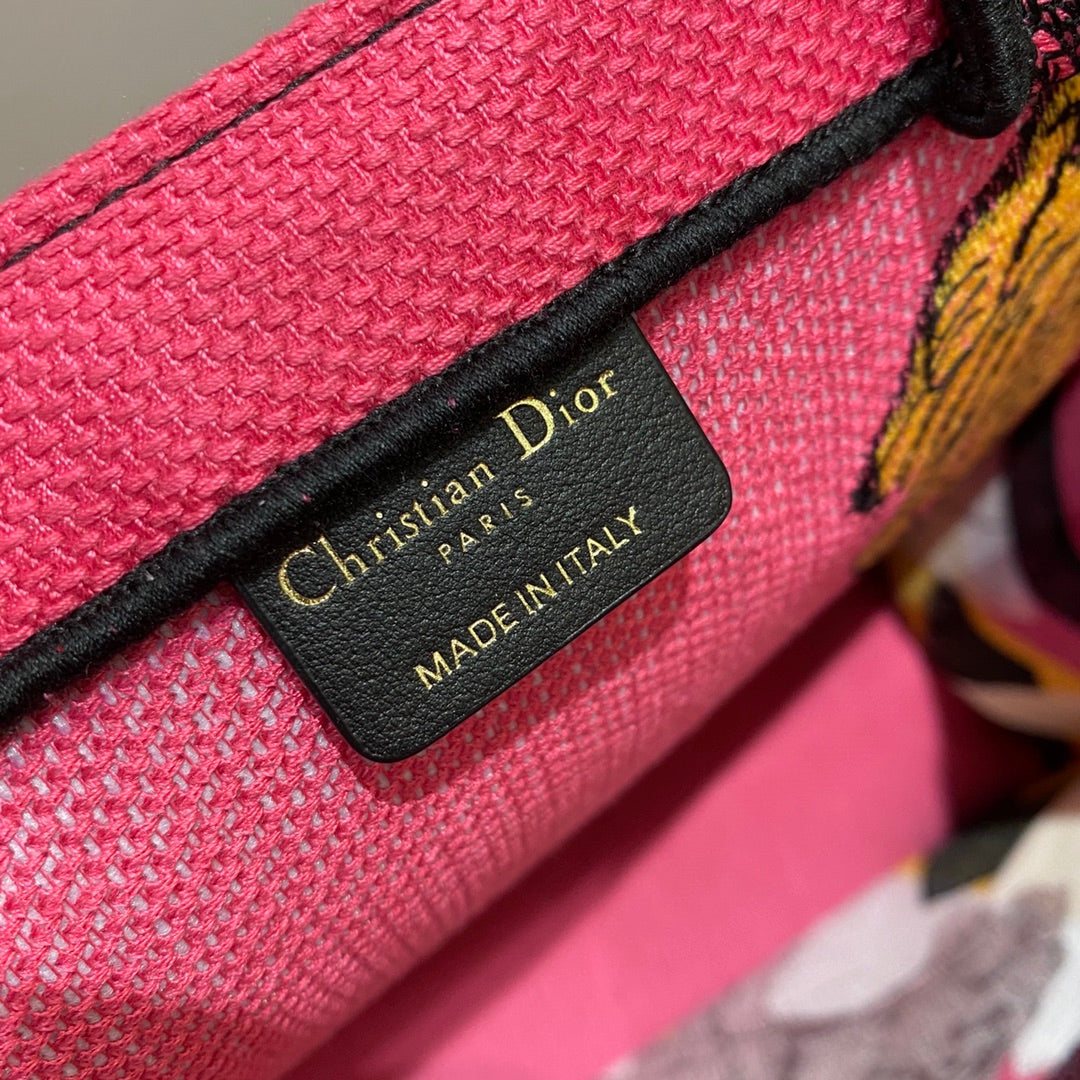 Top Quality Large Book Tote Multicolor Toile de Jouy Zoom Pop Embroidery, Fuchsia Pink, For Women Womens Handbags, 41cm CD M1286ZROH_M929