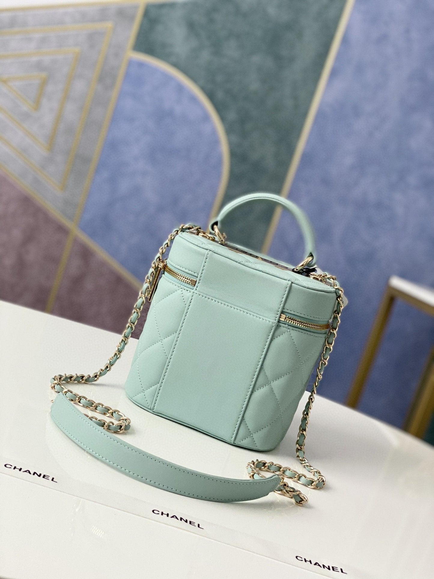 CHLVanity Case Gold Hardware Light Green For Women Handbags, Shoulder Bags 9.4in/24cm 