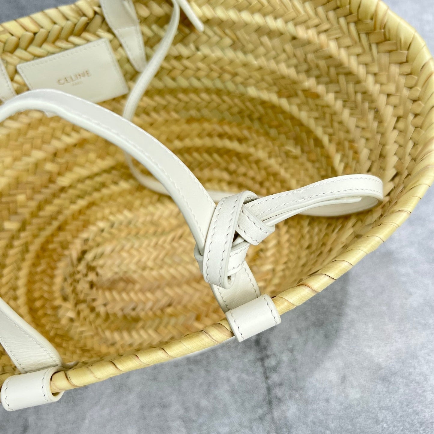 Top Quality Teen Triomphe Top Quality Classic Panier In Palm Leaves And Lizard White For Women 8in/20cm