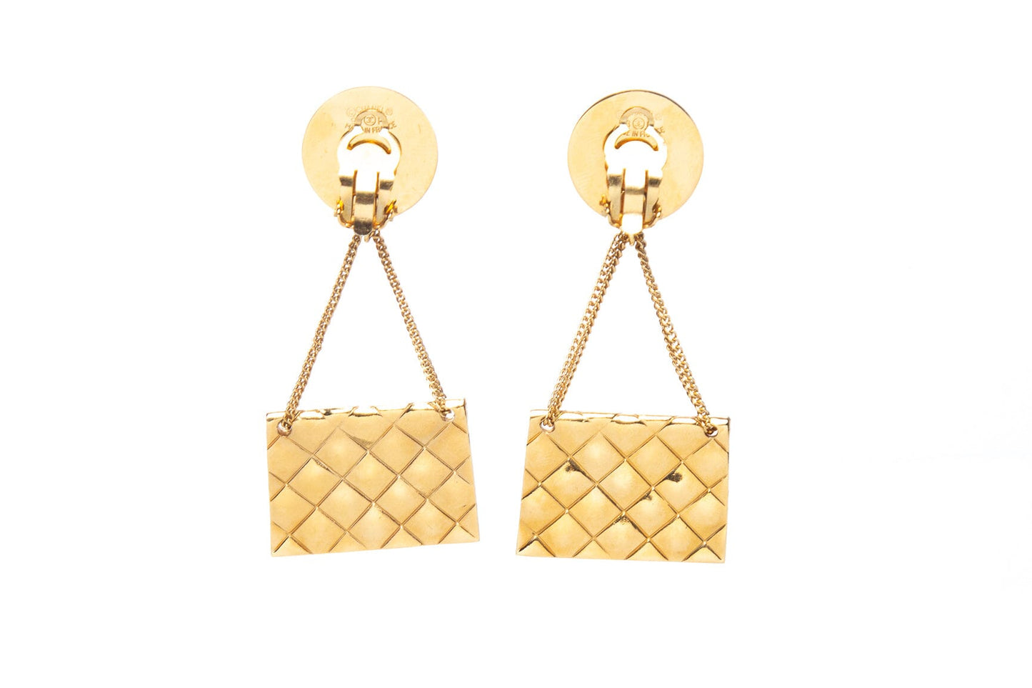 Chanel   1993 Spring 31 Gold Rue Cambon Purse Drop Clip-On Earrings