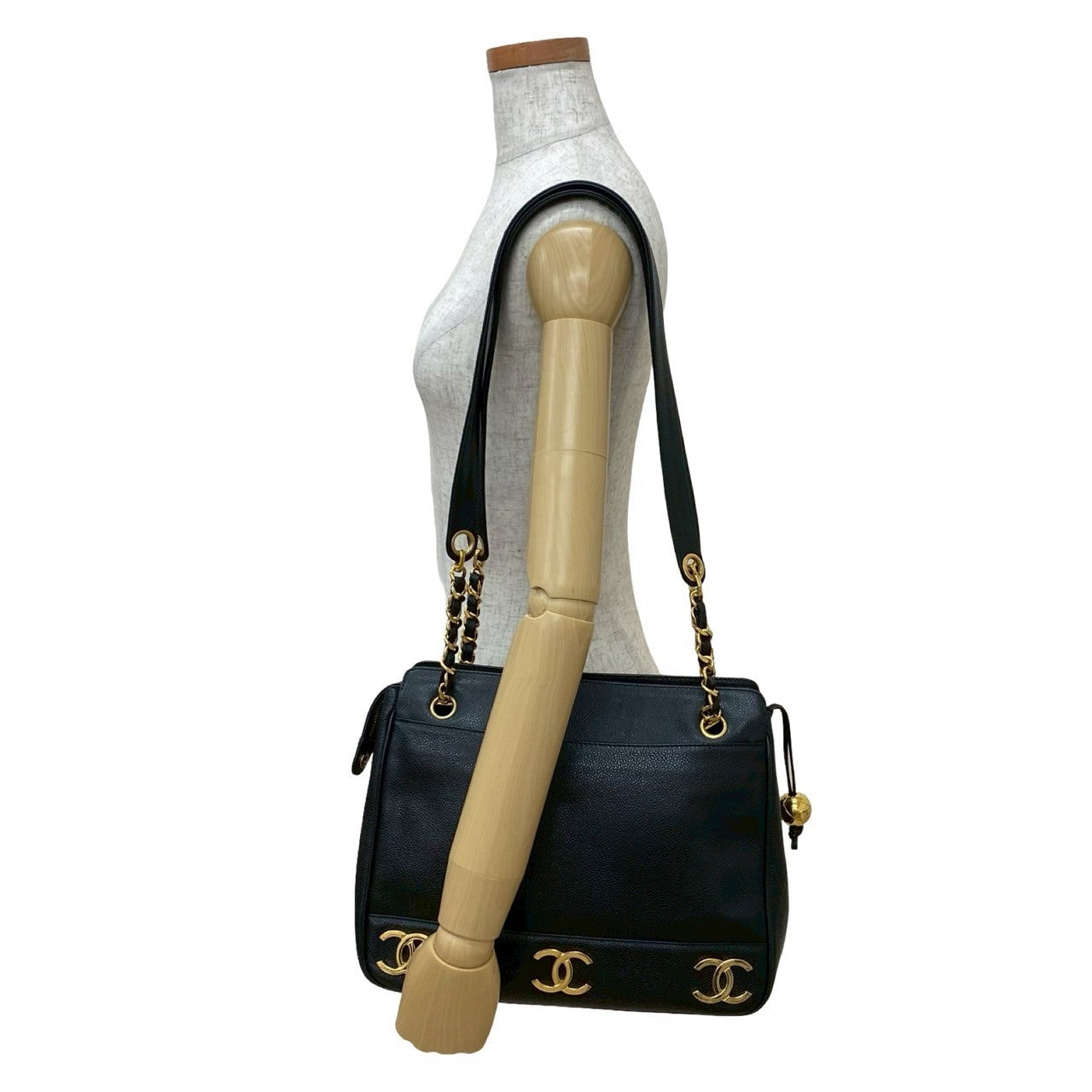Chanel Caviar Leather Chain Tote Bag
