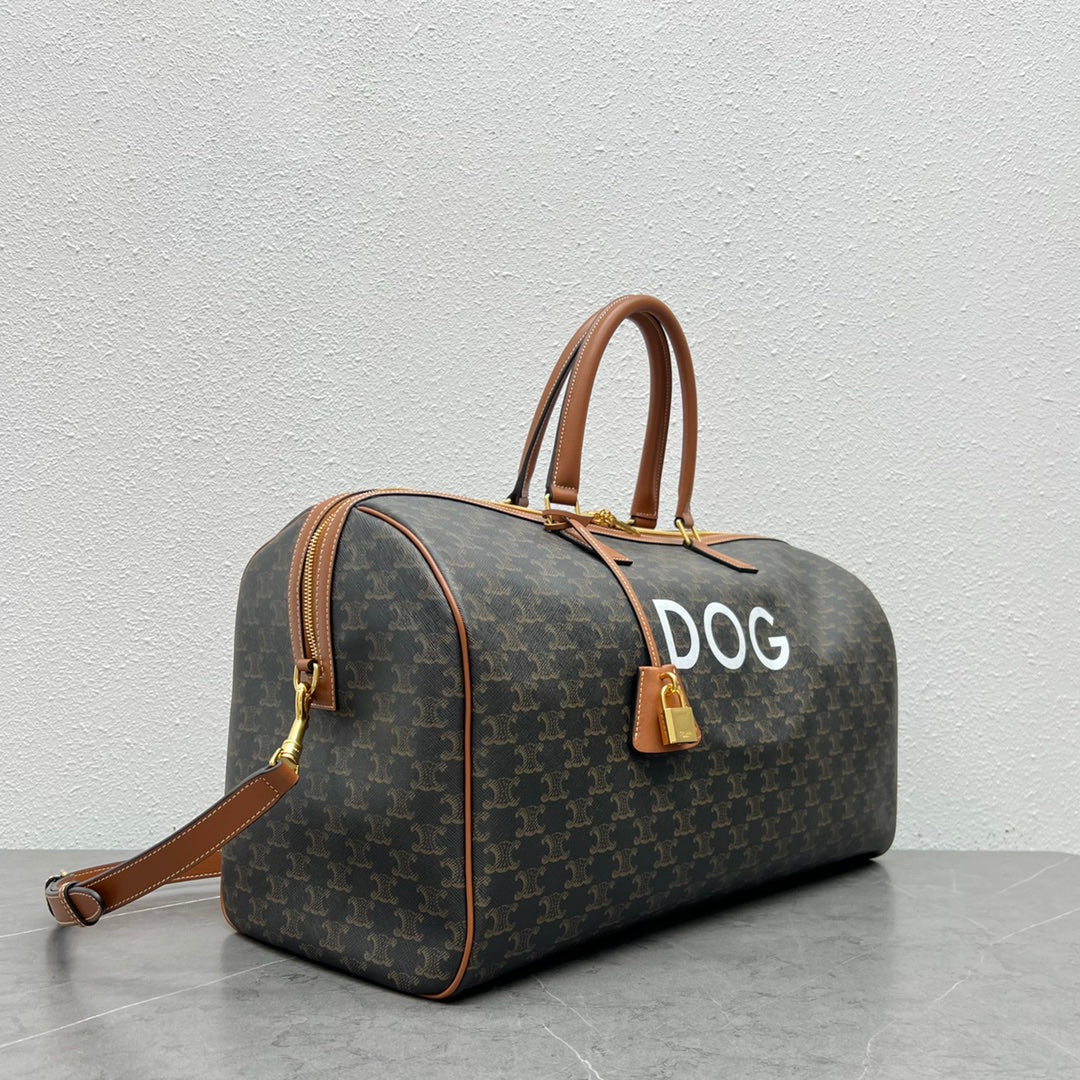 Top Quality Large Voyage Bag In Triomphe Canvas With Dog Print Tan For Women 20in/50cm 