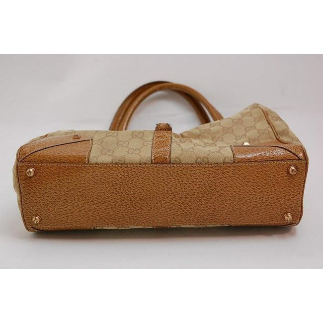 Gucci Bardot   Brown Large G Logo Print Canvas And Patent Glossy Brown Leather