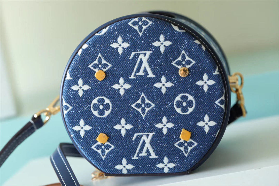 Top Quality Cannes Monogram Denim By Nicolas Ghesquiere For Women, Womens Bags, Shoulder And Crossbody Bags 6.7in/17cm Top Quality