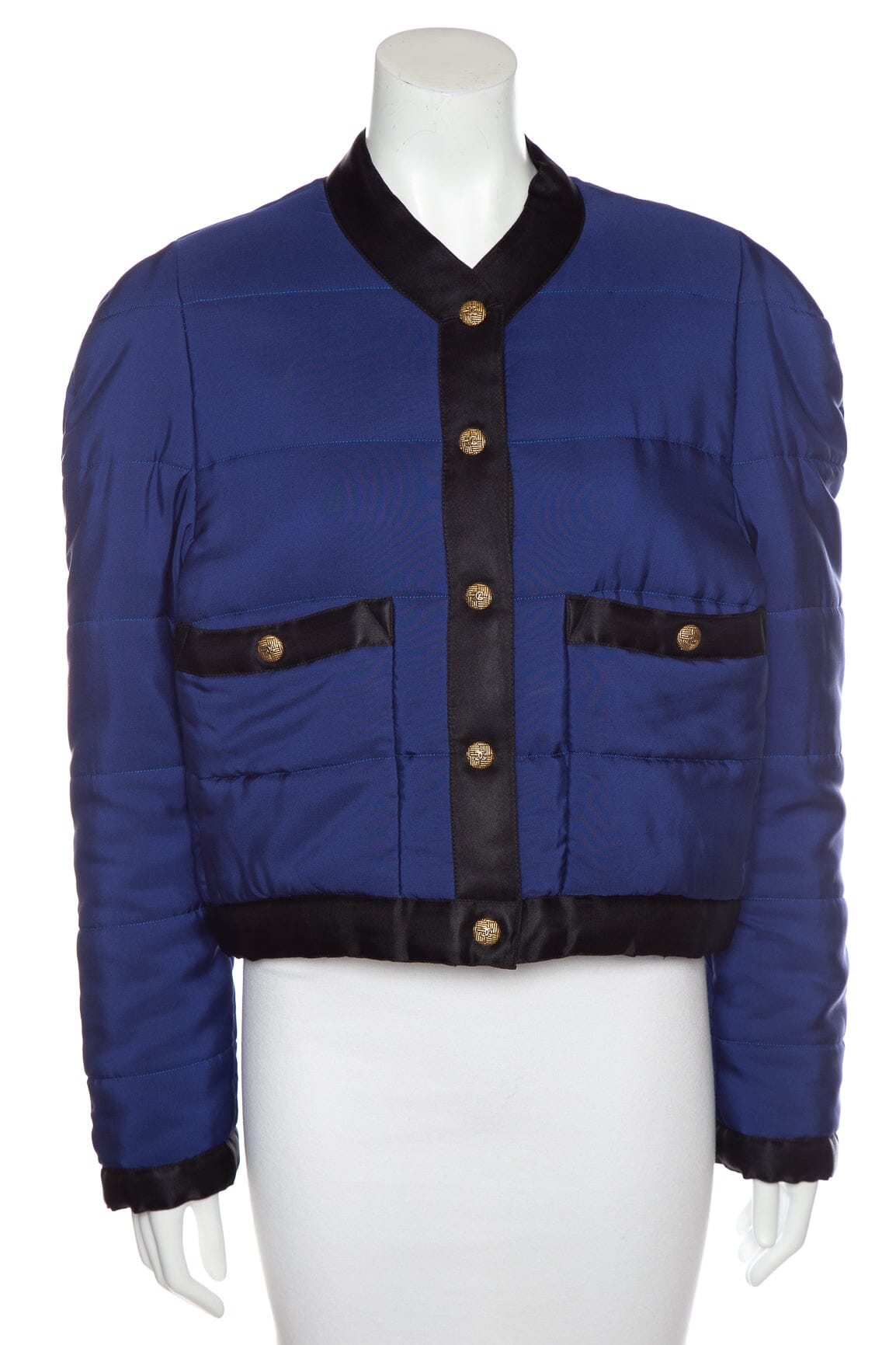 Chanel   Blue Quilted Silk Puffer Jacket SZ N/A