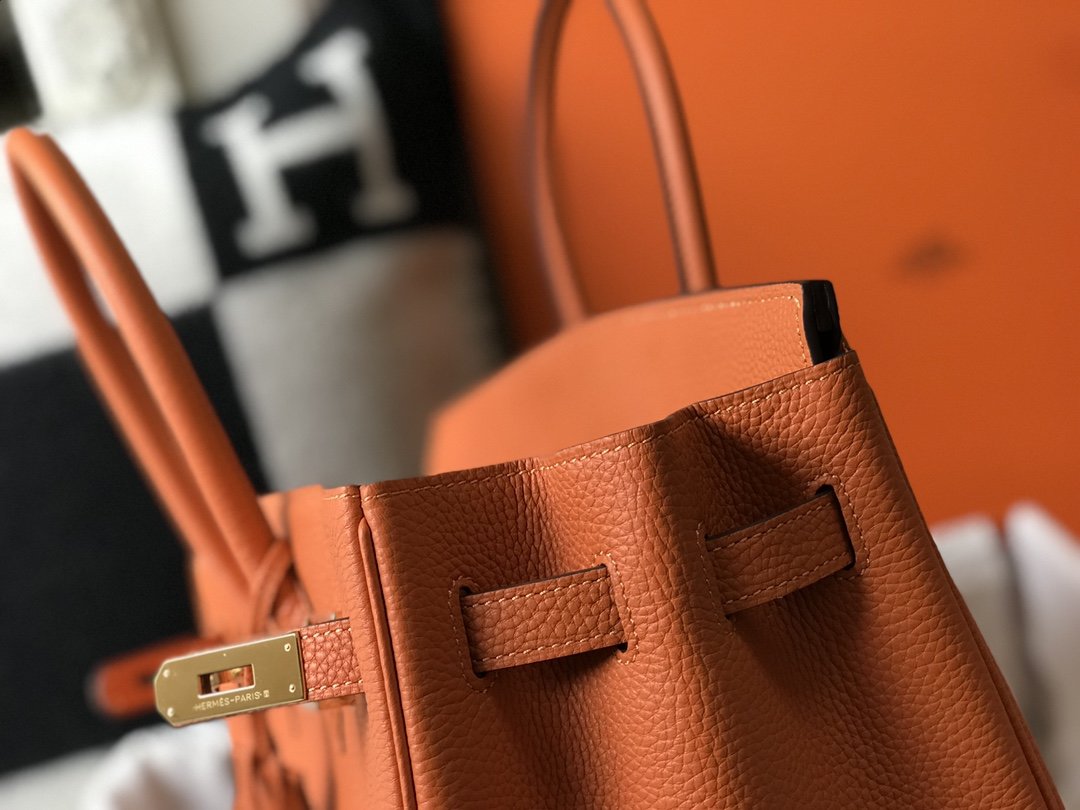 Top Quality Birkin Orange Togo Gold Hardware Bag For Women, Handbags, Shoulder Bags 30cm/12in