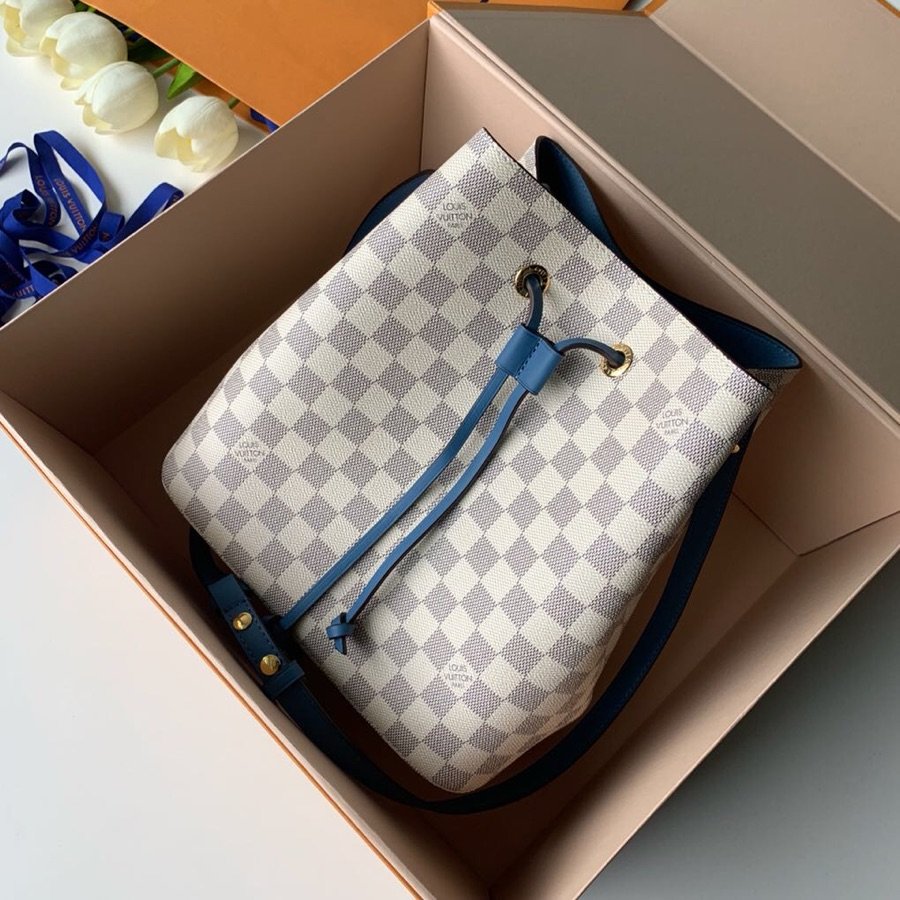 Top Quality NeoNoe MM Bucket Bag Damier Azur Canvas Bleuet Blue For Women,  Shoulder And Crossbody Bags 10.2in/26cm Top Quality N40153