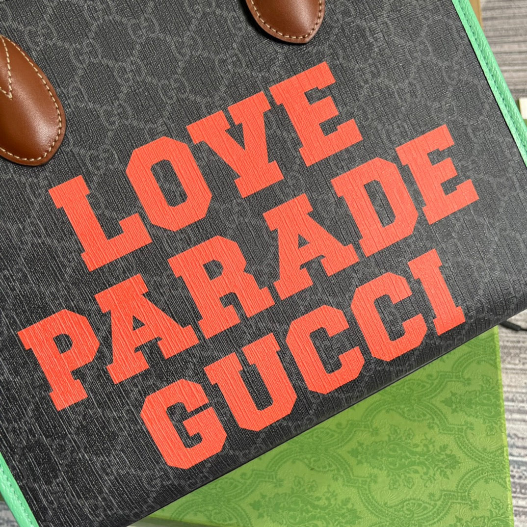 gg Love Parade gg Tote Bag Green For Women, Women’s Bags 12in/31cm gg