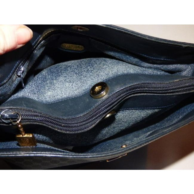 Gucci   Blue Small G Logo Coated Canvas And Leather Satchel