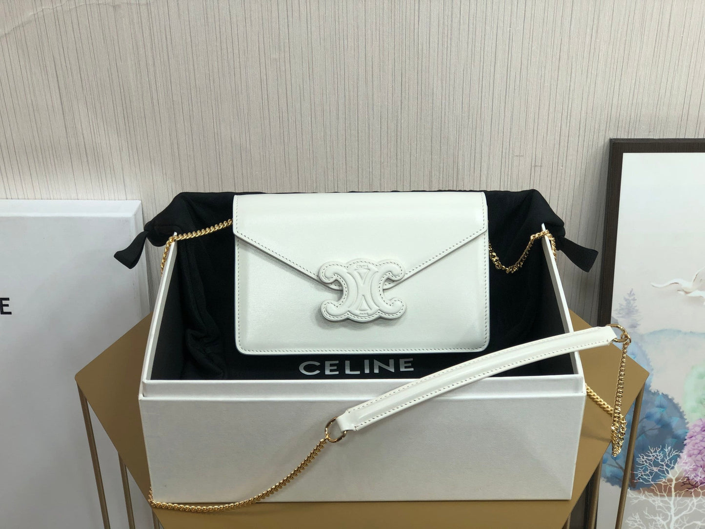Top Quality Wallet On Chain Triomphe White For Women 7in/19cmÂ 