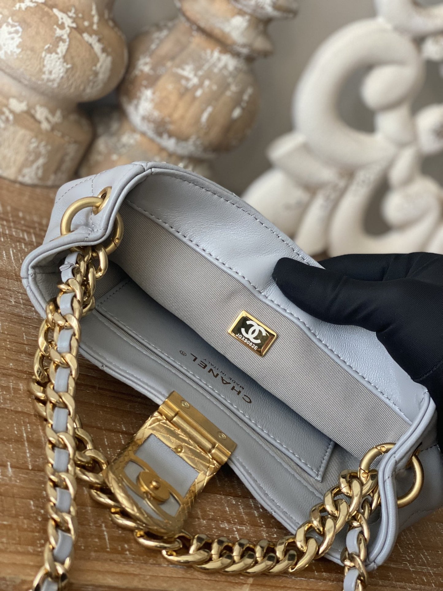 CHLSmall Hobo Bag Gold Hardware Grey For Women Handbags, Shoulder Bags 7.5in/19cm