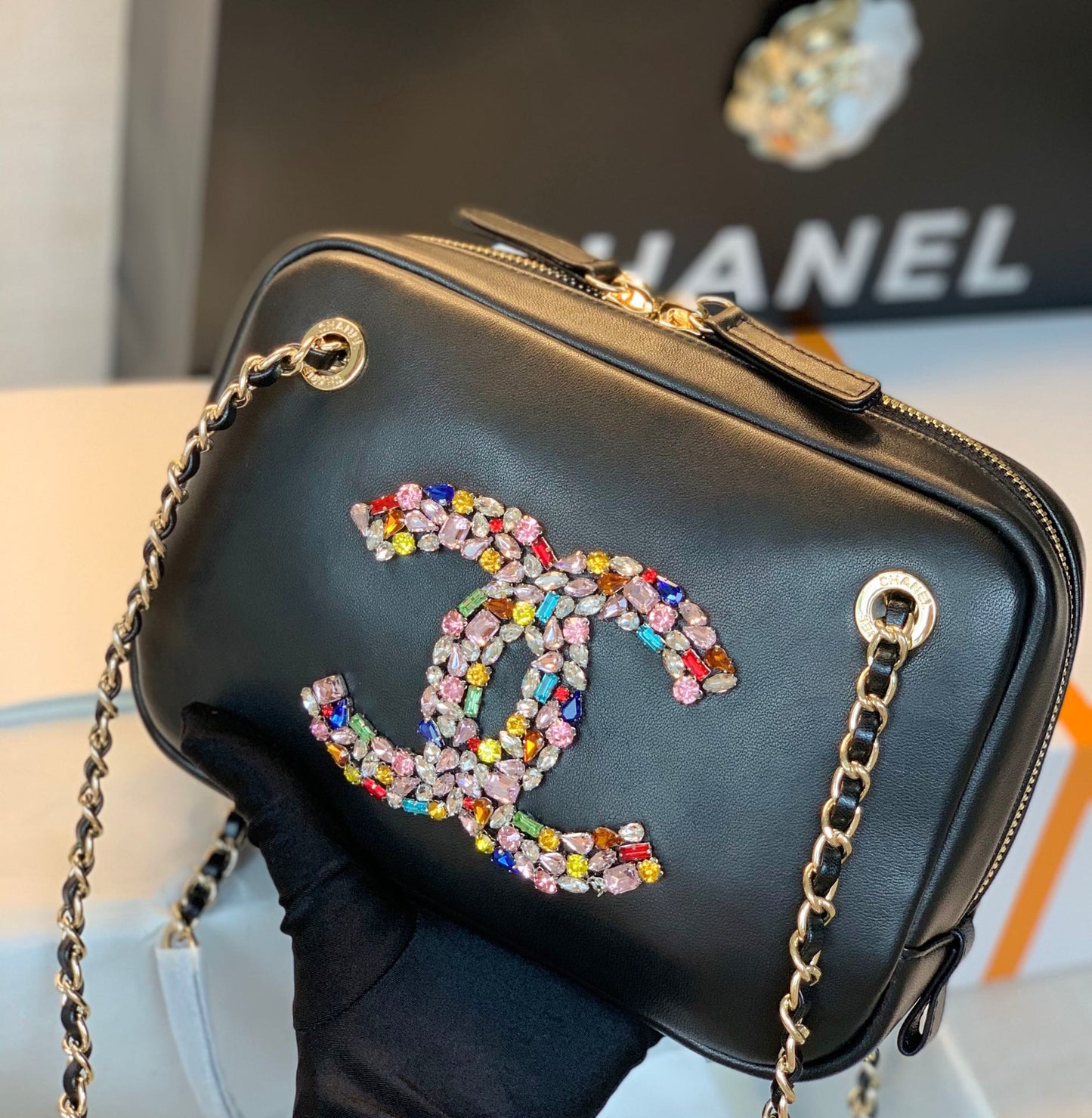 CHL Camera Cubic Top Qualityamonds Black Bag For Women 12.5cm/4.9in