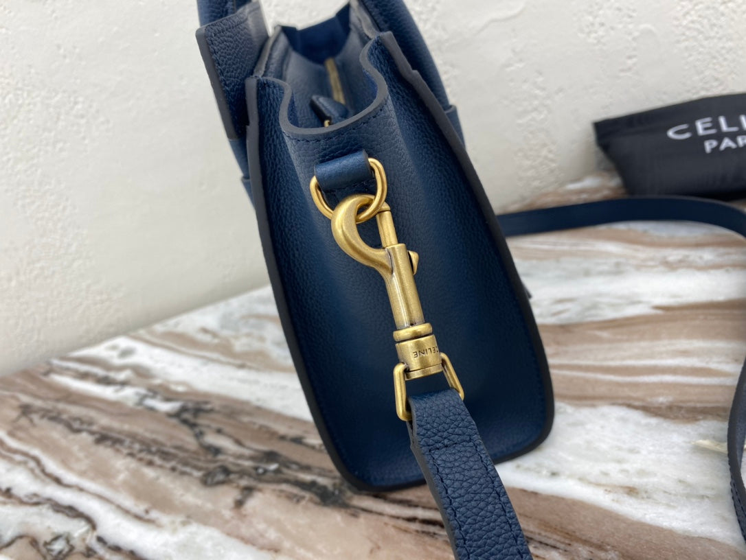 Top Quality Nano LuGucciage Bag In Drummed Dark Blue For Women 8in/20cm 