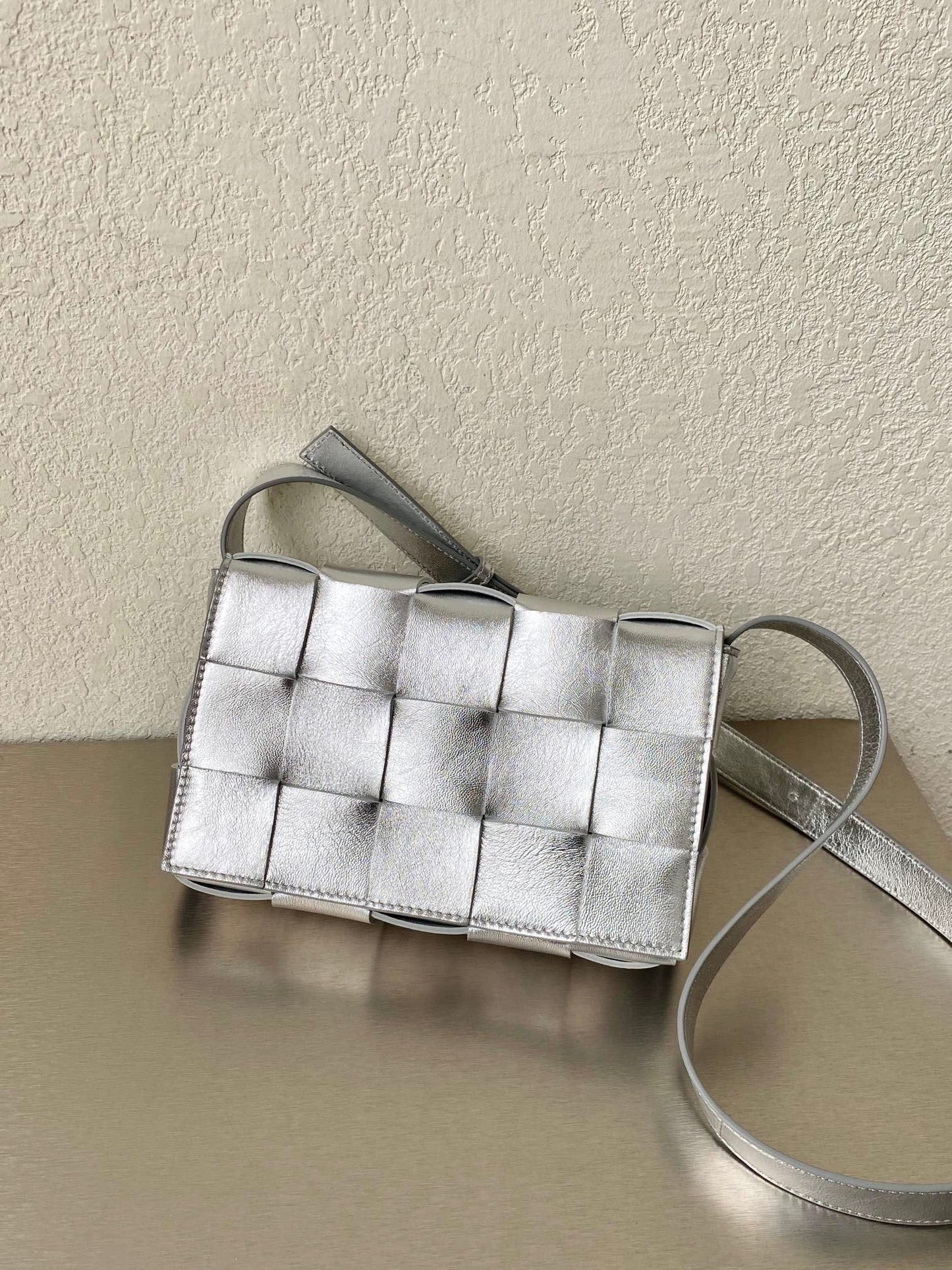Top Quality Cassette Crossbody Bag Silver, For Women, Bags 9.1in/23cm 