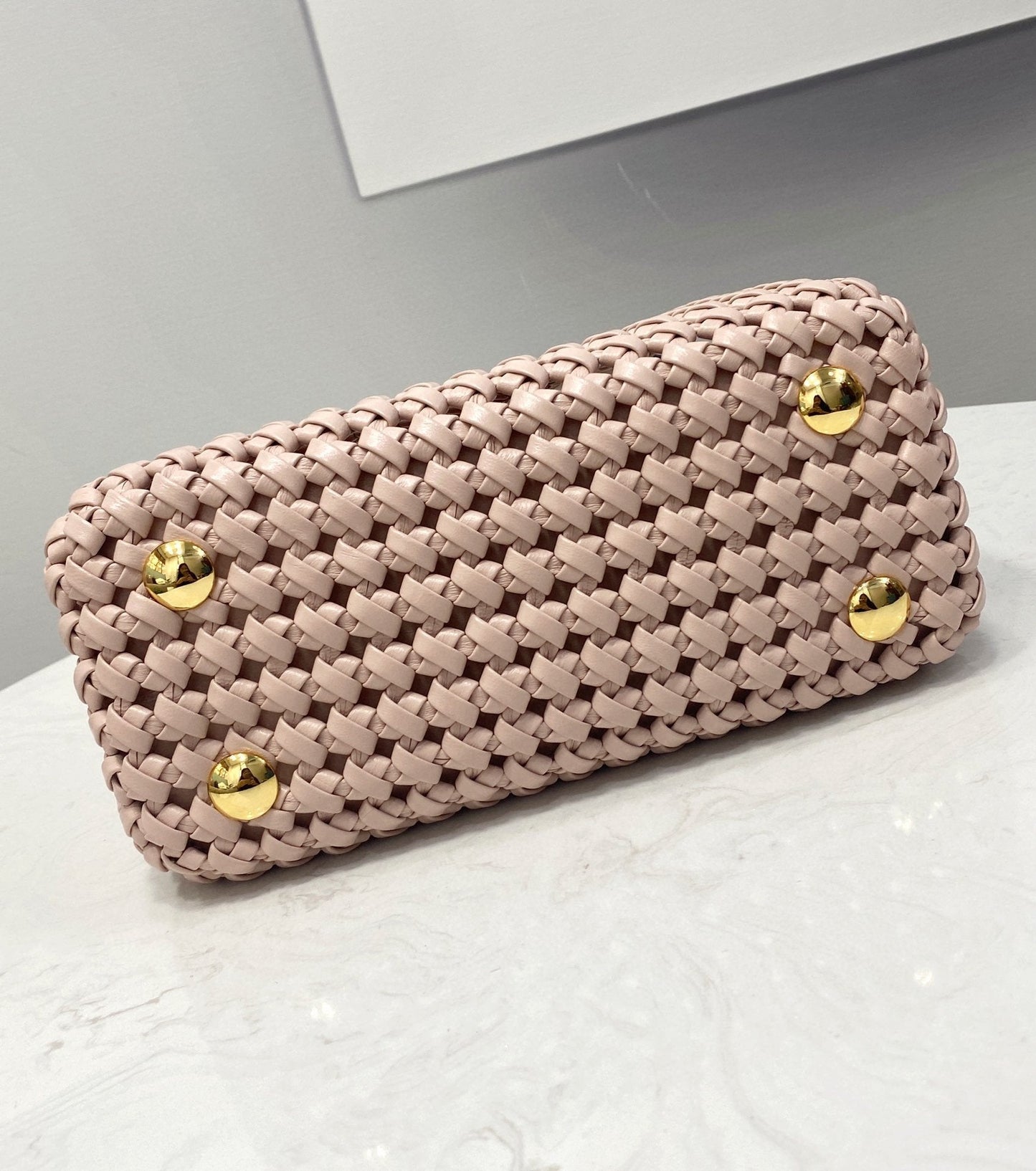 Top QualityTop Quality Peekaboo Mini Pale Pink Braided Bag For Woman 18cm/7in