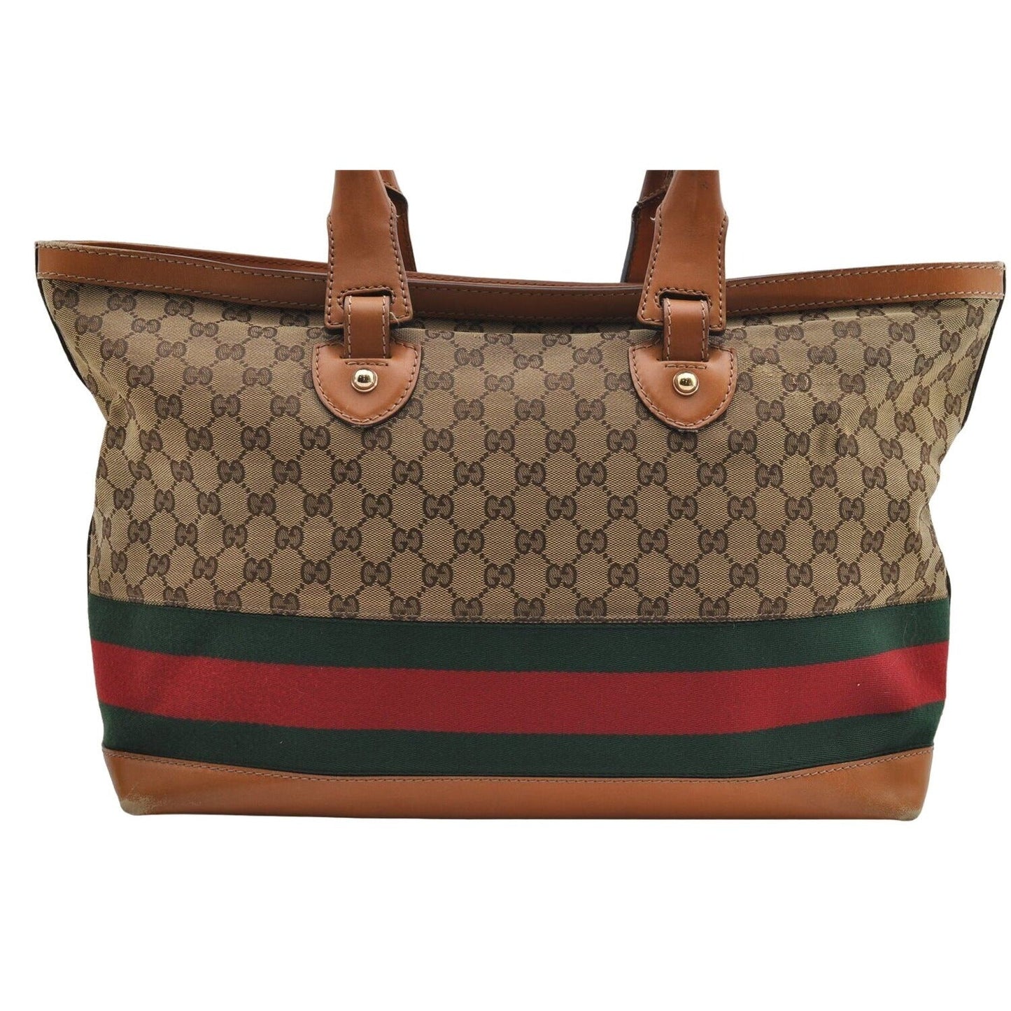- Gucci brown Guccissima Web Heritage XL Tote w red & green