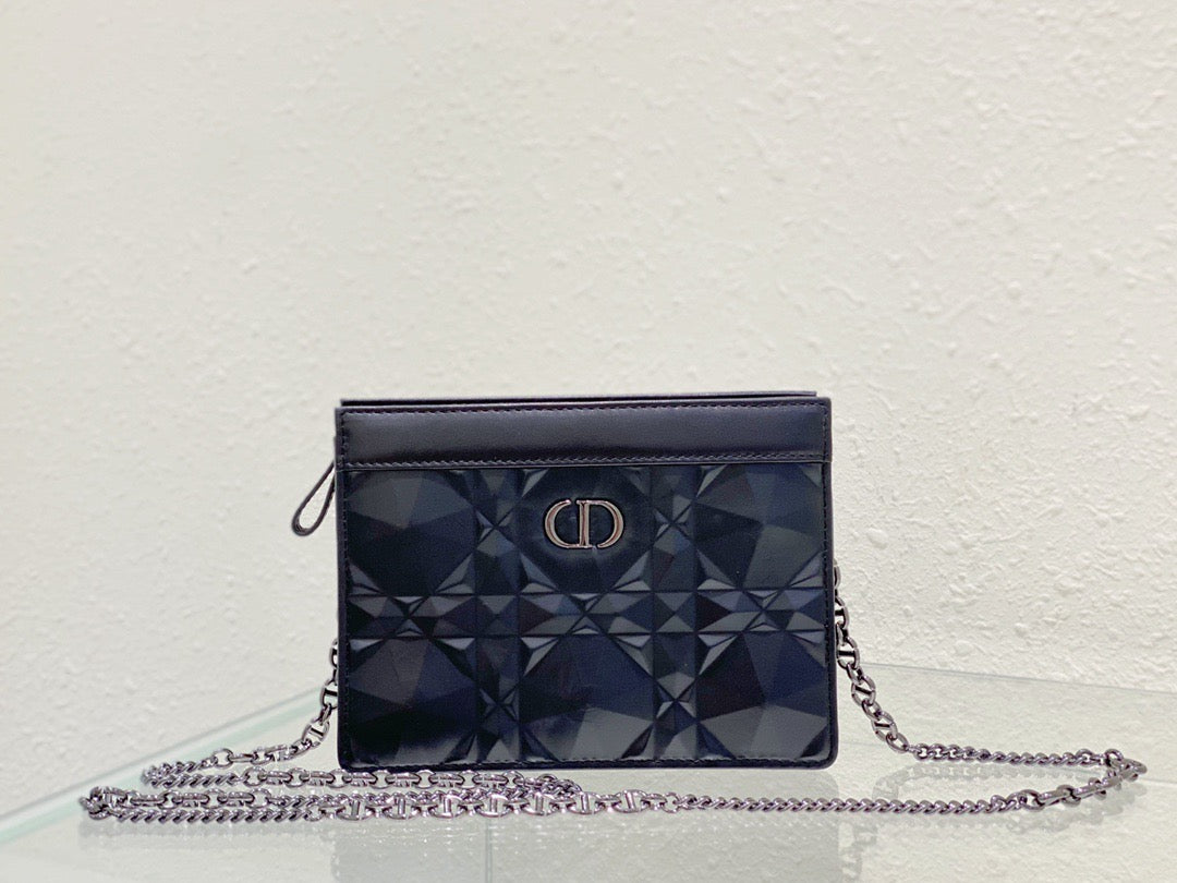 Top Quality Caro Zipped Pouch With Chain Black, For Women, Womens Handbags 7.5in/19cm CD S5106BNEM_M900