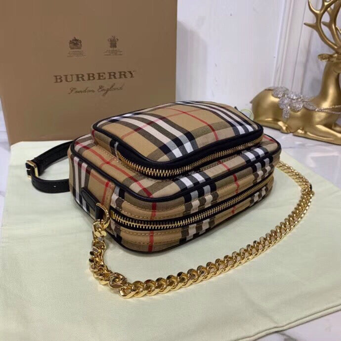 Top Quality  Check Cotton Camera Bag Neutral For Women, Womenâs Bags 7.7in/19.5cm