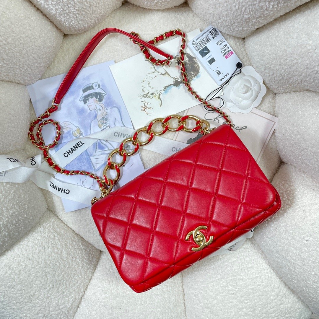 CHLLarge Top Qualityap Bag Gold Hardware Red For Women Handbags, Shoulder Bags 9.1in/23cm AS3367
