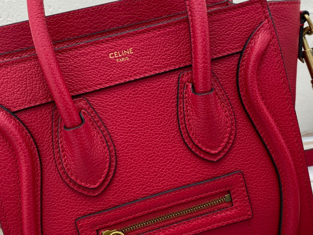 Top Quality Nano LuGucciage Bag In Drummed Red For Women 8in/20cmÂ 