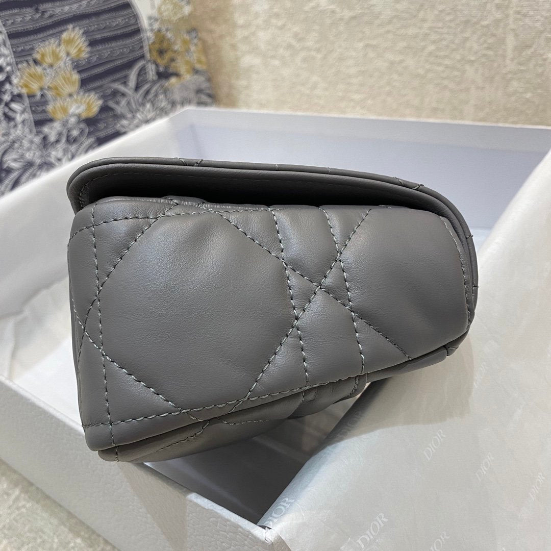 Top Quality Mini Caro Bag Gray Padded Macrocannage, Gray, For Women Womens Handbags, Crossbody Bags, 20cm CD