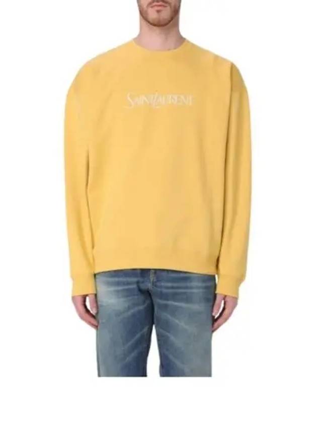 Luxury Saint Laurent Trending 2025 Embroidered Logo Organic Cotton Sweatshirt Yellow