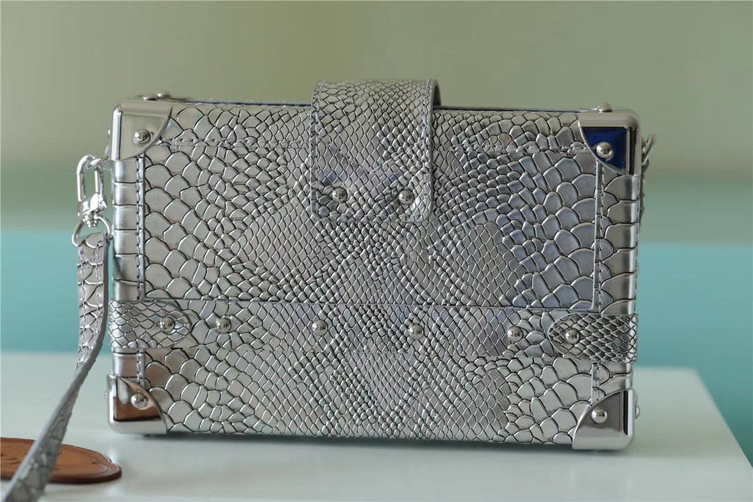 Top Quality Petite Malle High Shiny Alligator SiTop Qualityer For Women,  Shoulder And Crossbody Bags 7.9in/20cm Top Quality 