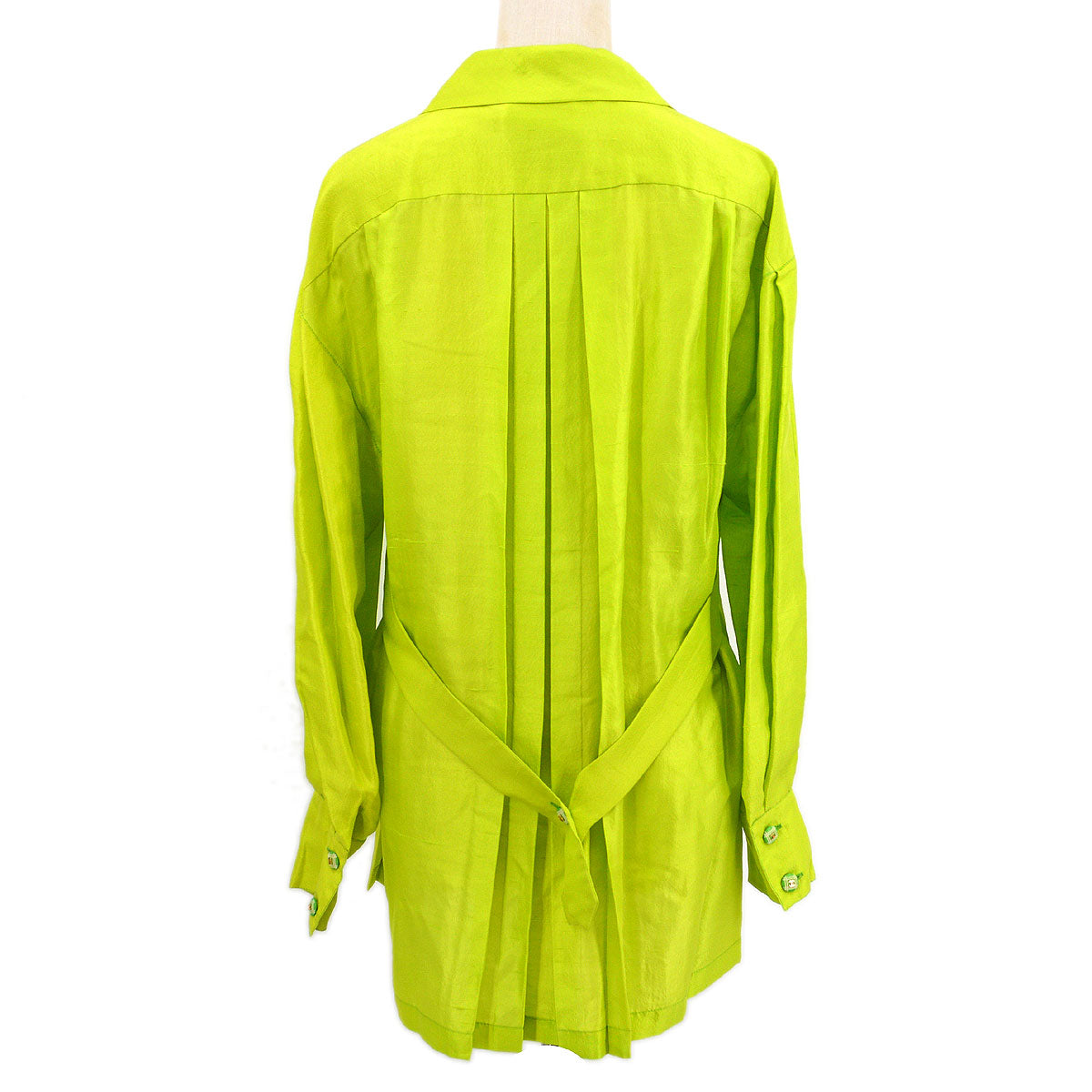Chanel 1990 CC-button pleated silk shirt #38