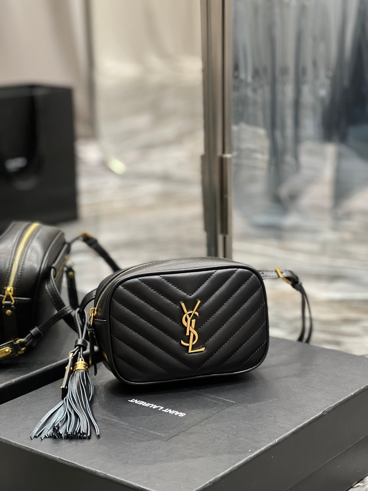 Top Quality Lou Belt Bag Black In Matelassé Gold Toned Hardware For Women 6.1in/15cm YSL 614031DV7071000