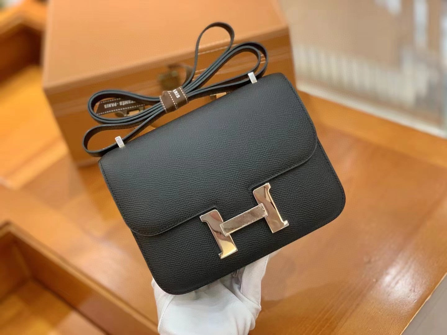 Top Quality Constance 23 Epsom Black For Women, Handbags, Shoulder Bag 9in/23cm