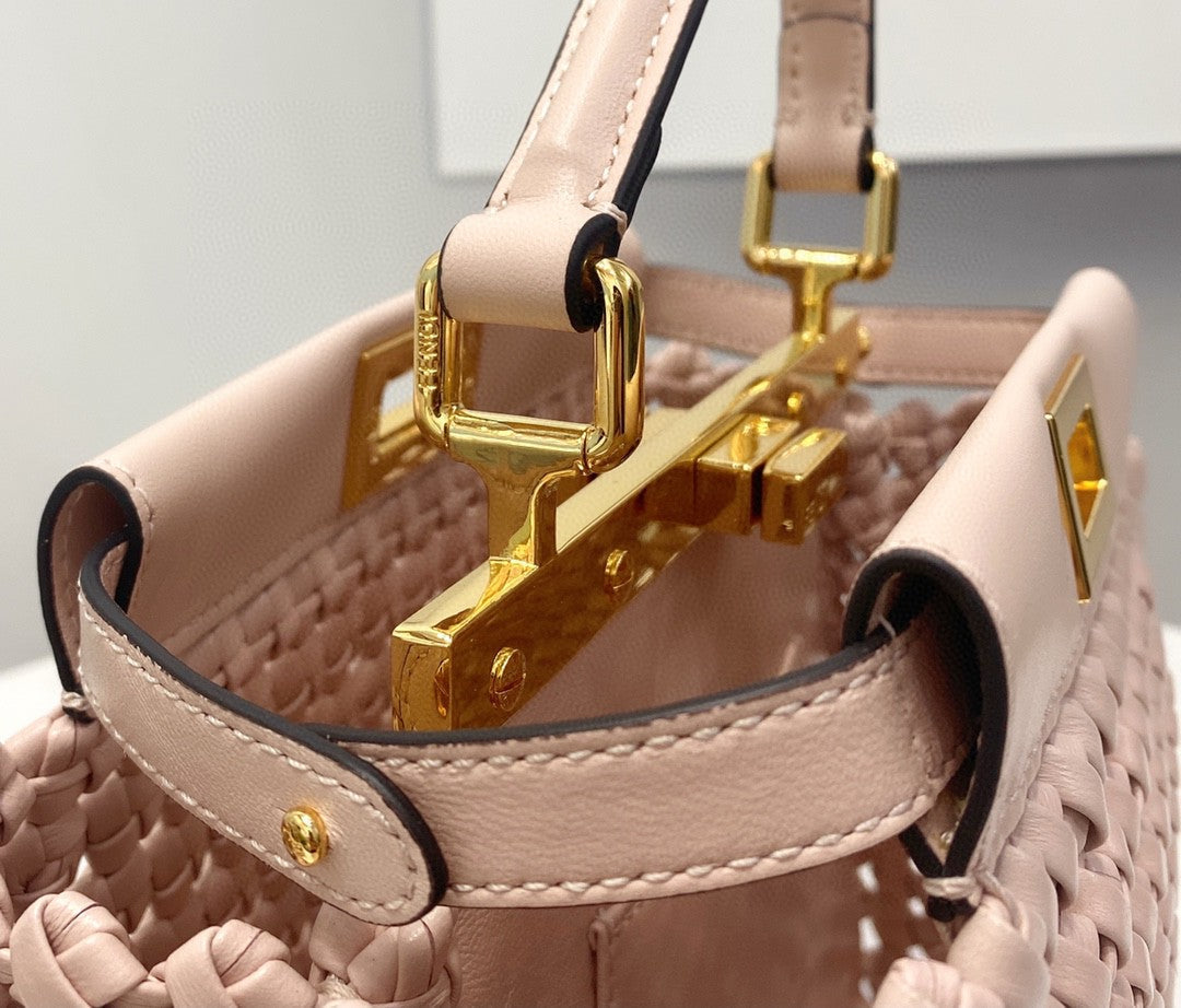 Top QualityTop Quality Peekaboo Mini Pale Pink Braided Bag For Woman 18cm/7in